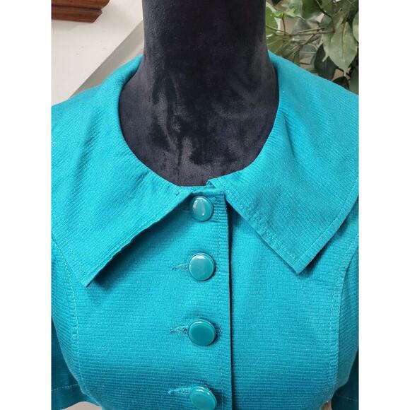 Tulle Womens Blue 100% Cotton Single Breasted Six Button Blazer Coat Size XS - Picture 2 of 16